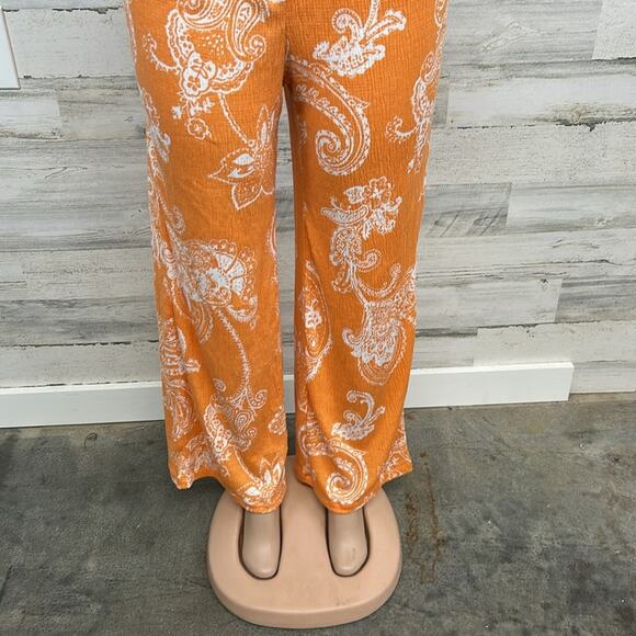 Cato Smocked Floral Crinkle Fabric Pant Set Women’s Size Medium Vacation Summer - Picture 3 of 8